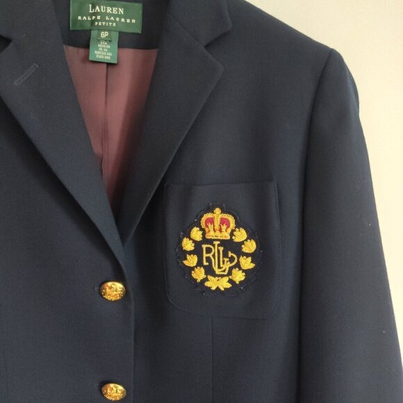 Ladies SZ 6P Lauren Ralph Lauren Navy Single-Breasted Jacket - Picture 2 of 4